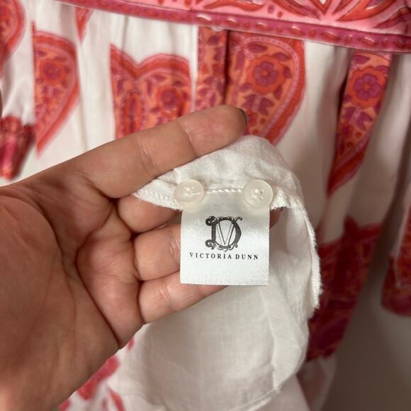 Victoria Dunn 100% cotton valentine's heart white and pink maxi dress size large - Picture 4 of 6